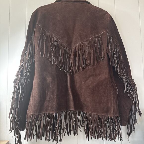 Vintage Suede Leather Fringe Jacket Made In Mexico Sz42 - Picture 10 of 11